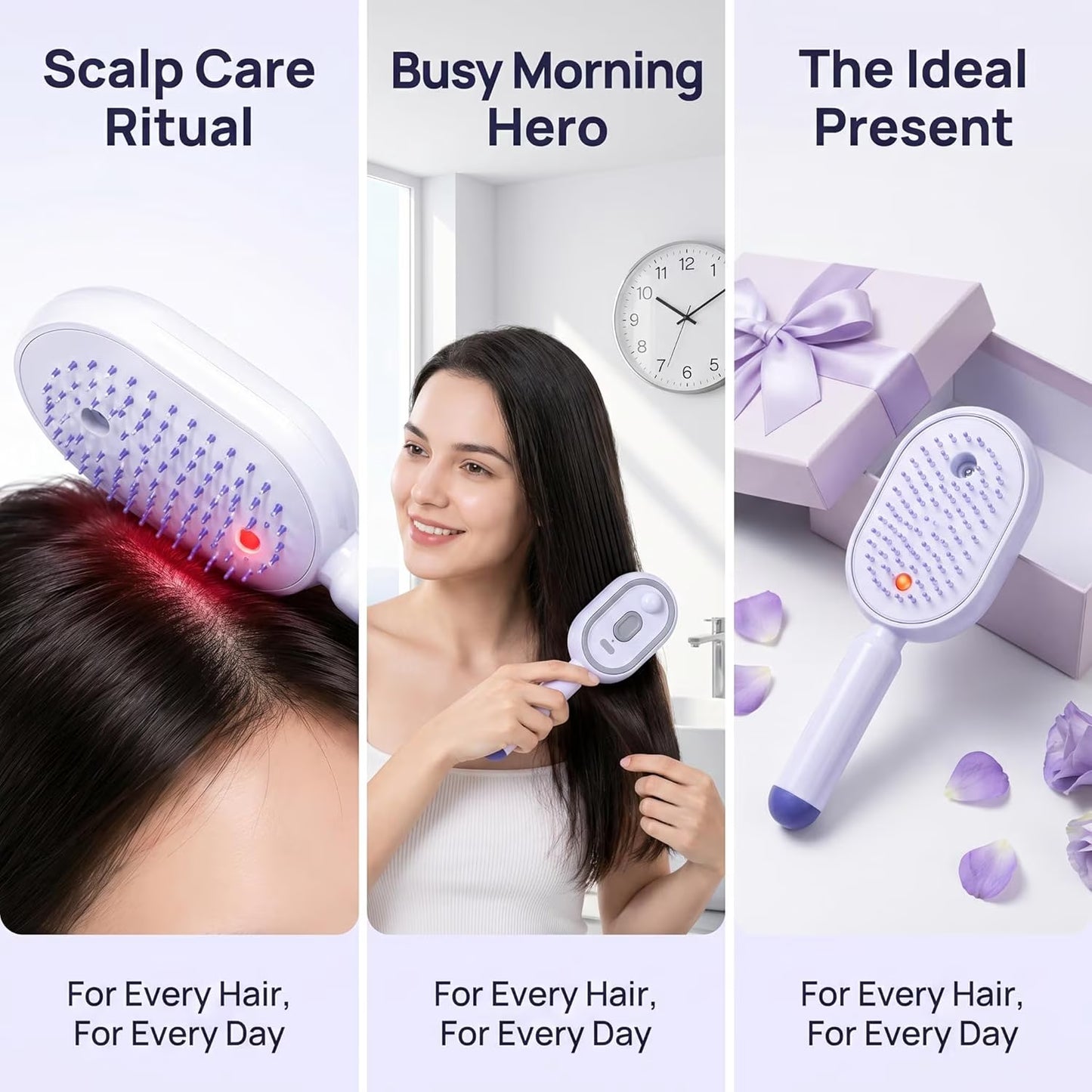 Electric Spray Air Cushion Massage Comb, 2026 Electric Spray Massage Comb, Rechargeable & Detangling, Essential Oil Mist Anti-Static Aromatherapy Haircare Comb for Girls Women (Purple)