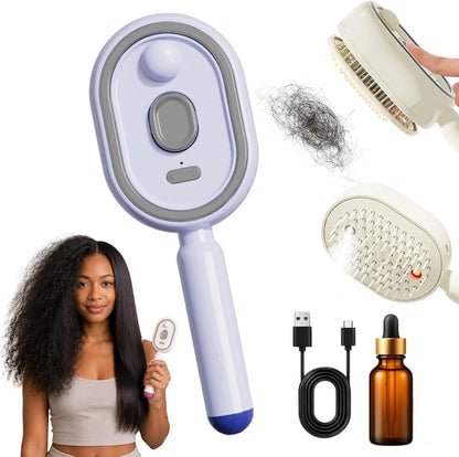 Electric Spray Air Cushion Massage Comb, 2026 Electric Spray Massage Comb, Rechargeable & Detangling, Essential Oil Mist Anti-Static Aromatherapy Haircare Comb for Girls Women (Purple)